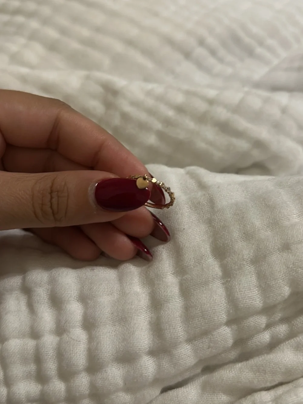 Gold Beaded Heart Accent Women's Ring - Elegant Gold Finish